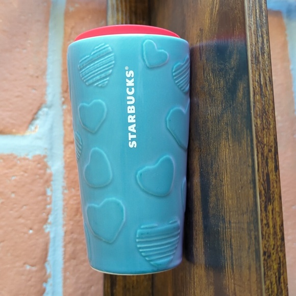 NWT Starbucks Valentine 2023 Ombre Taffy Hearts Double Walled Ceramic Tumbler - Picture 4 of 7